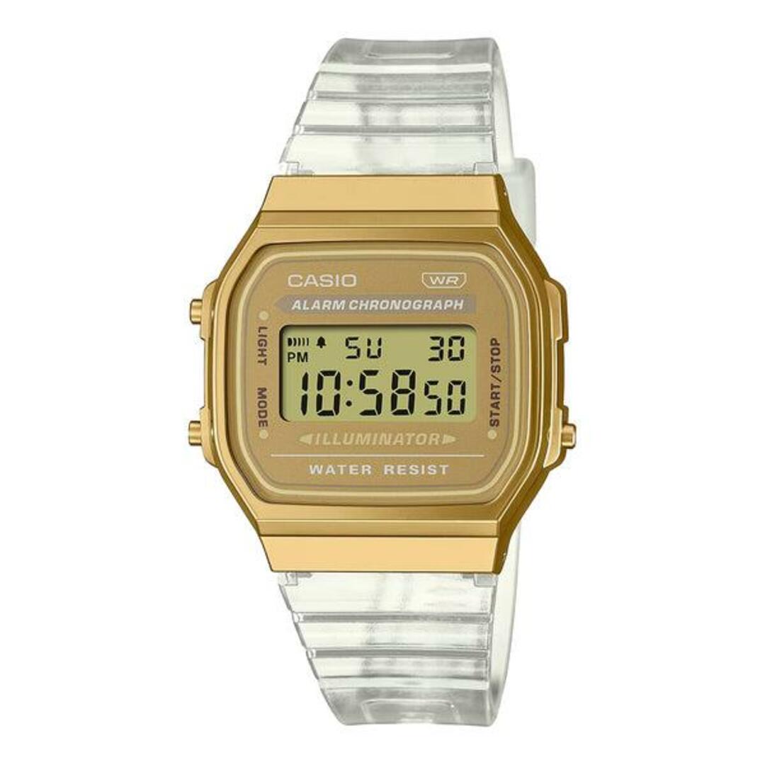 CASIO(カシオ)の【並行輸入品】CASIO STANDARD MENS カシオ スタンダード A168XESG-9A 腕時計 時計 ブランド メンズ キッズ 子供 男の子 チープカシオ チプカシ デジタル 日付 カレンダー ホワイト 白 ゴールド 金 スケルトン クリア メタル 送料無料 メンズの時計(腕時計(アナログ))の商品写真