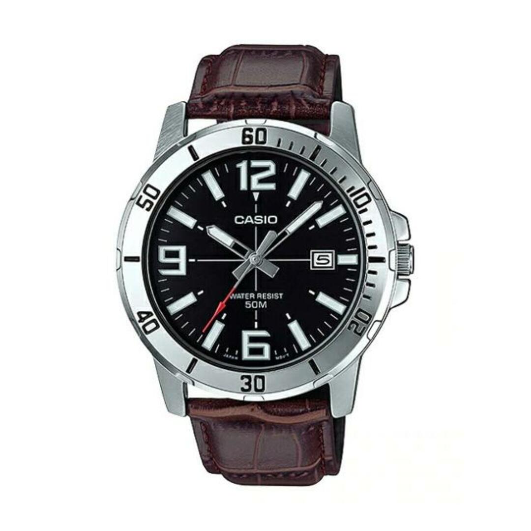 【並行輸入品】【日本未発売】CASIO STANDARD MENS カシオ スタンダード MTP-VD01L-1B 腕時計 時計 ブランド メンズ  キッズ 子供 男の子 チープカシオ チプカシ アナログ 日付 ブラック 黒 ブラウン 茶 革ベルト 海外モデル 送料無料