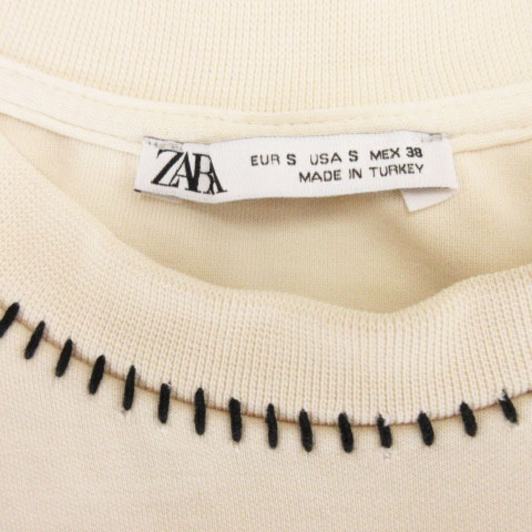ザラ ZARA Tシャツ カットソー 半袖 ステッチ ホワイト S