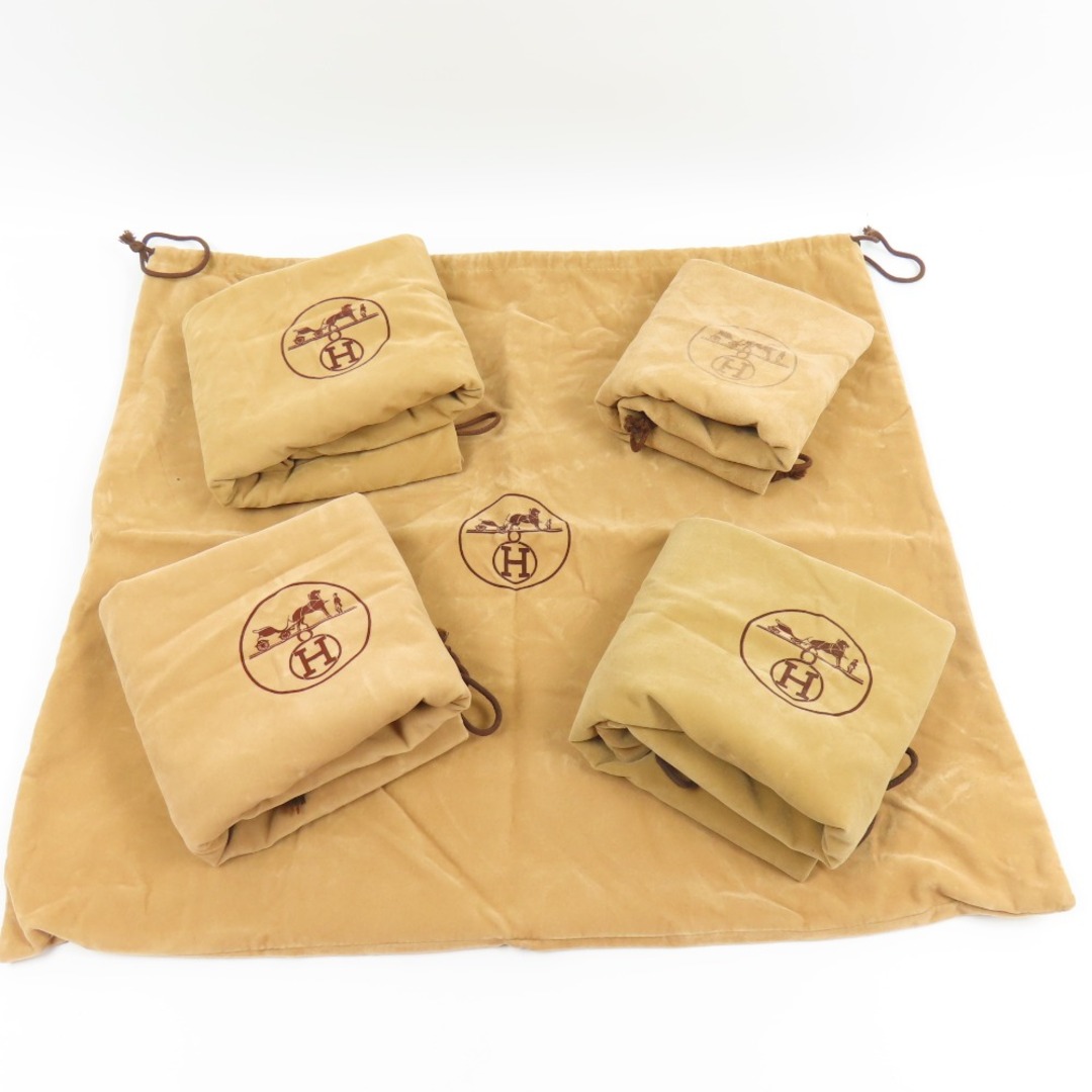 極美品 HERMES エルメス 巾着 保存袋 ダストバッグ バッグ用 5点セット まとめ売り サイズ色々 その他小物 コットン ブラウン