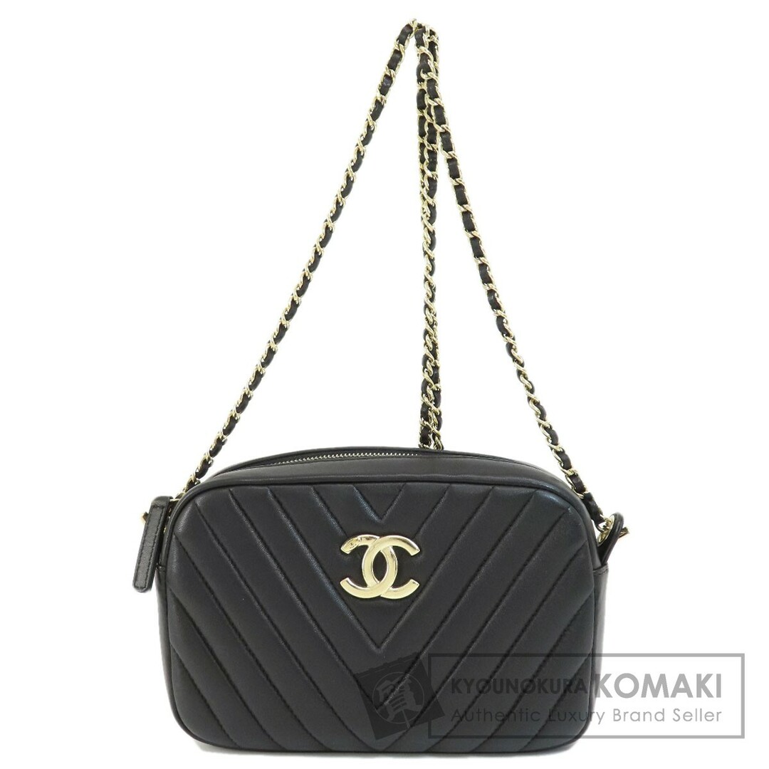 CHANEL Vステッチ ココマーク ゴールド金具 ショルダーバッグ ラムスキン レディース