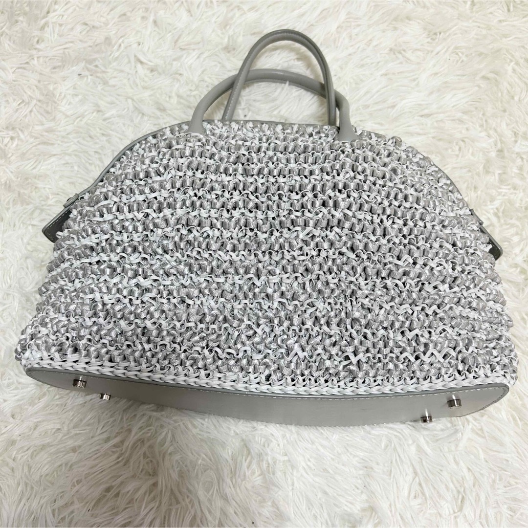 【美品】ANTEPRIMA ボストンバッグ ハンドバッグ シルバー ワイヤー