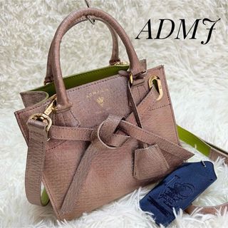 美品✨ADMJ トートバッグ 2way ショルダーバッグ　レザー　ホワイト　ロゴ