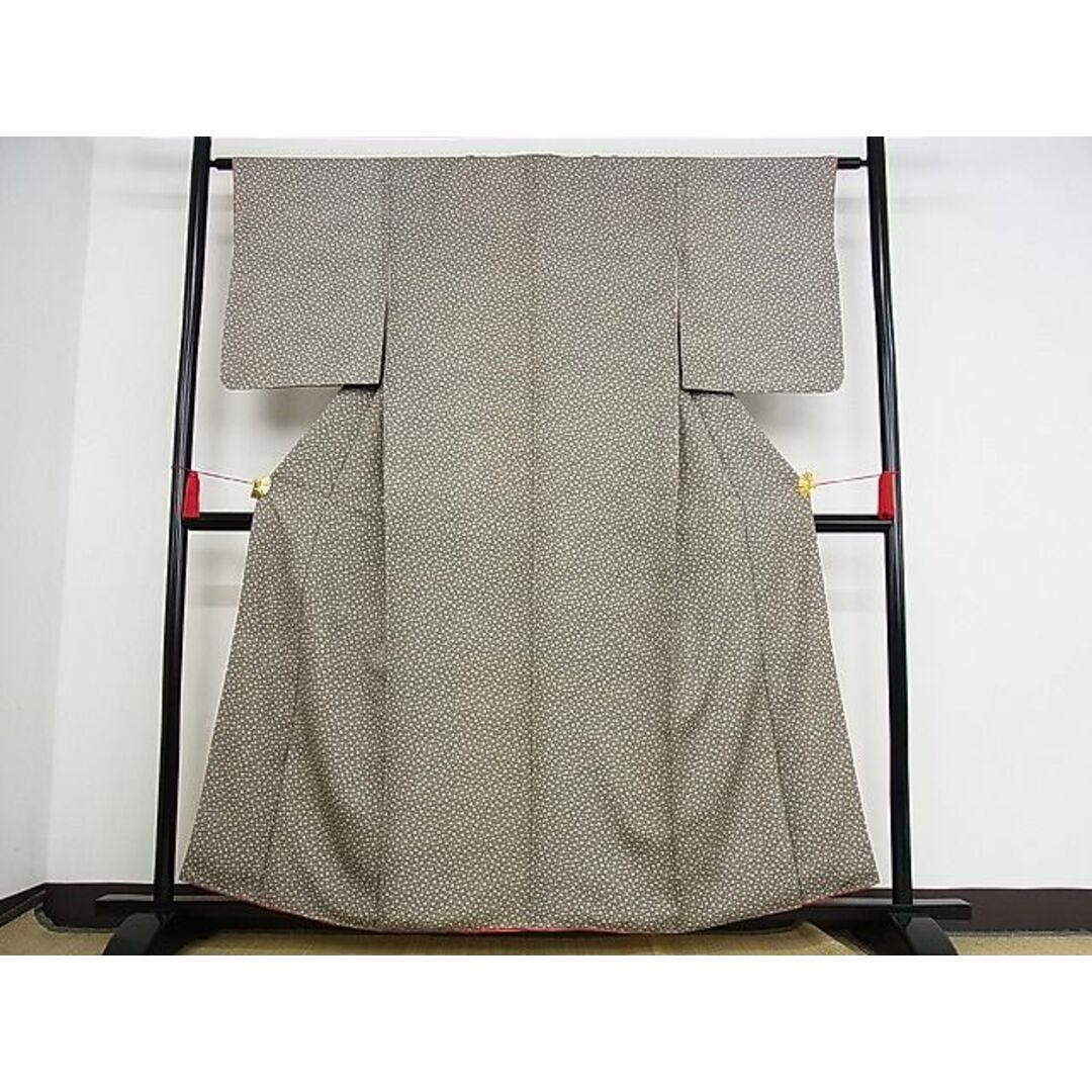平和屋-こころ店■上質な小紋 小花文 黒地 着丈157cm 裄丈63cm 正絹 逸品 B-np8282
