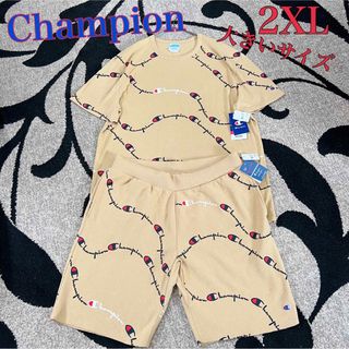 チャンピオン(Champion)の新品チャンピオン　総ロゴT&ハーフパンツセットアップ★2XL大きいサイズ　裏起毛(ショートパンツ)