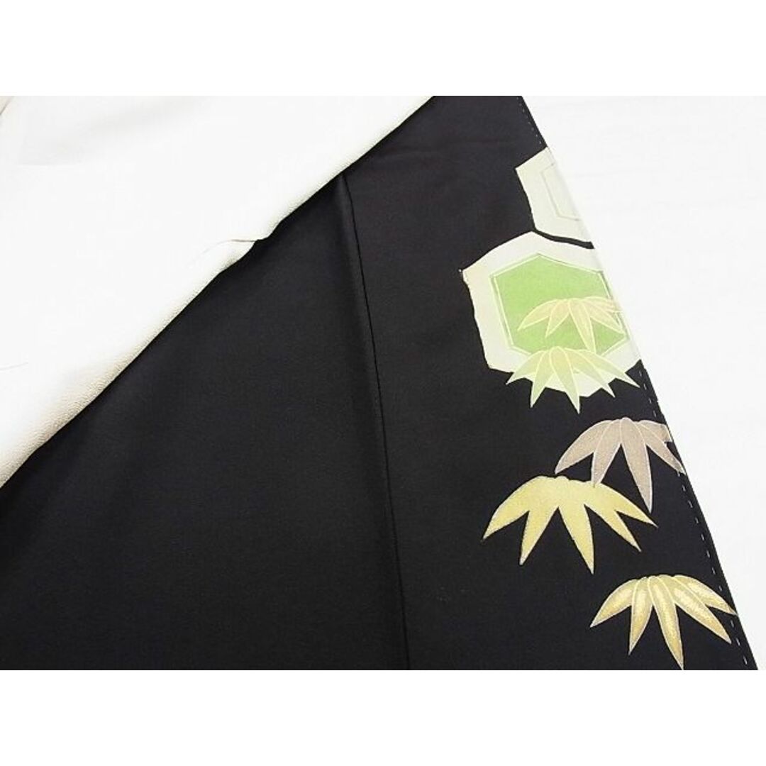 平和屋-こころ店■豪華黒留袖 駒刺繍 亀甲花文 金彩 着丈145.5cm 裄丈62cm 正絹 逸品 B-ph7152