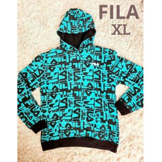 フィラ(FILA)のFILA 　総柄ロゴ パーカー　派手　スウェットパーカー　プルオーバー　XL(パーカー)