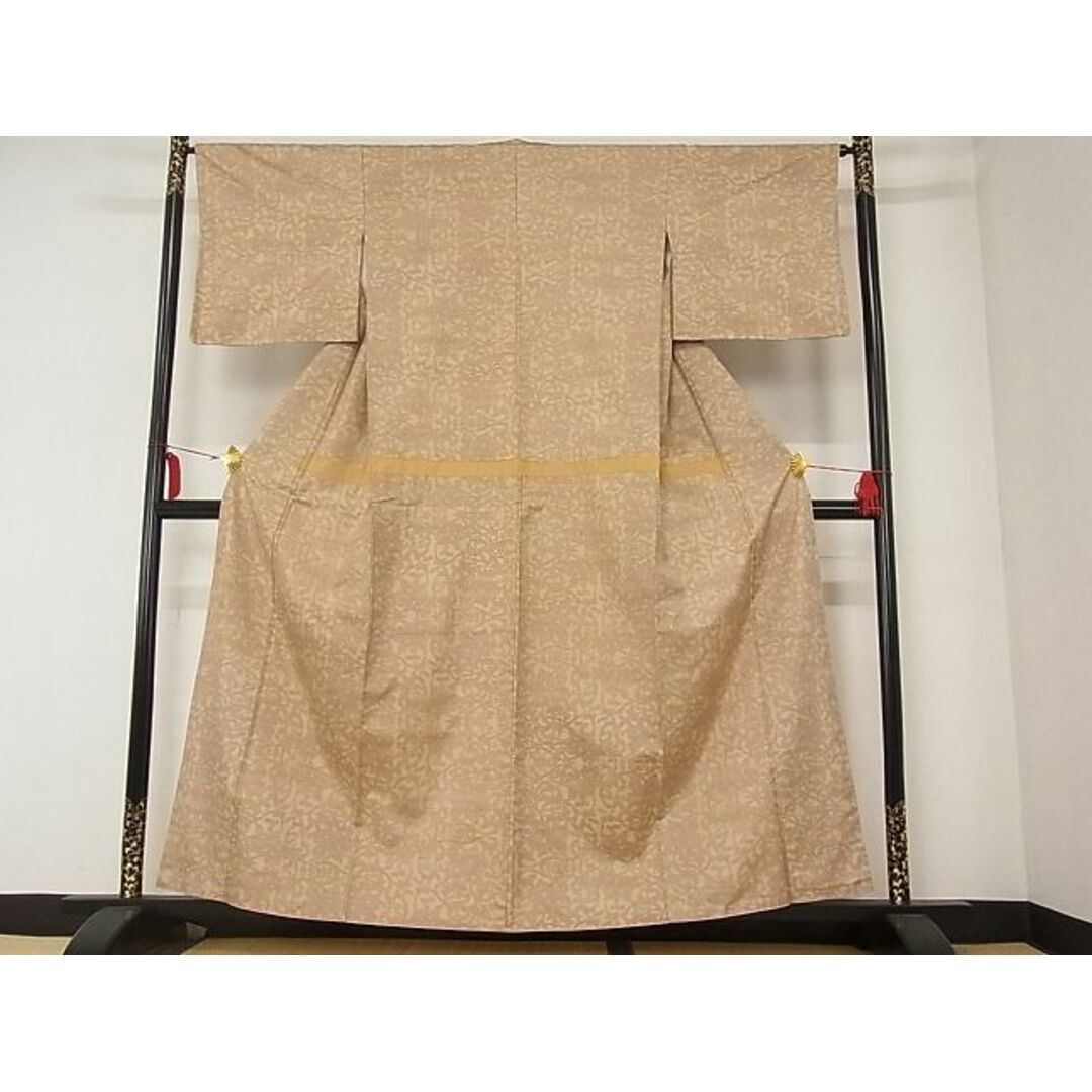平和屋-こころ店■上質な小紋 花唐草文 着丈156cm 裄丈65cm 正絹 逸品 A-ck4974