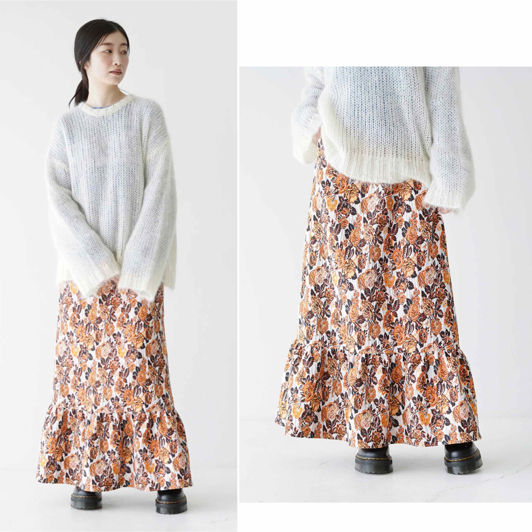 美品Shinzoneシンゾーン フラワージャカードスカート 花柄フレアスカート