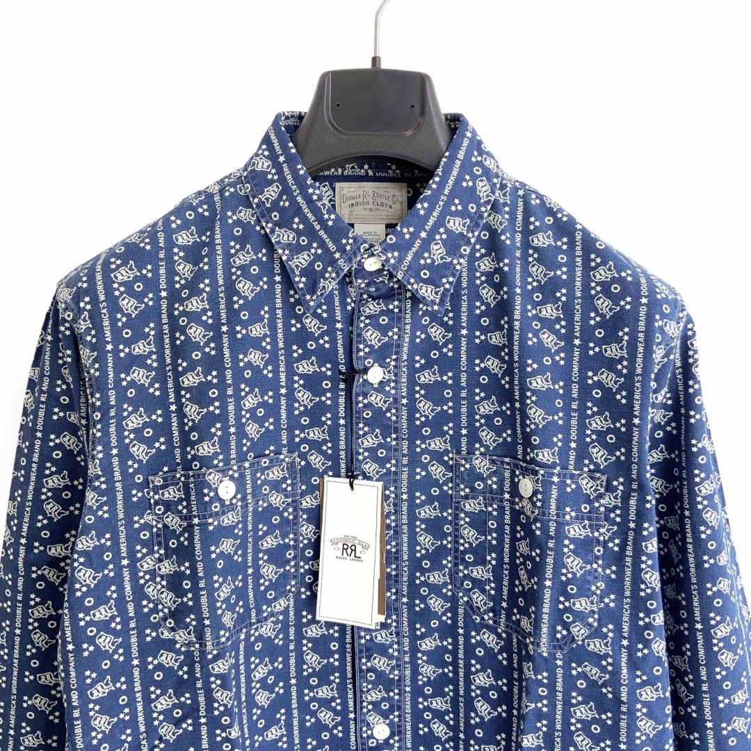 人気商品!23SS 新品 RRL ロゴプリント インディゴ ウーブン ワーク
