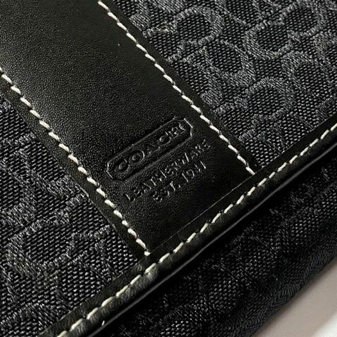 マニッシュ♪ コーチ（Coach） ミニシグネチャー 折り財布 ブラック