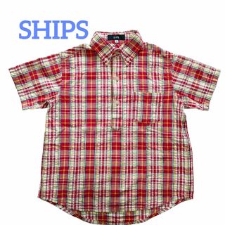 シップス(SHIPS)のSHIPS　キッズ　ボタンダウンシャツ　赤チェック　サイズ120　美品(その他)