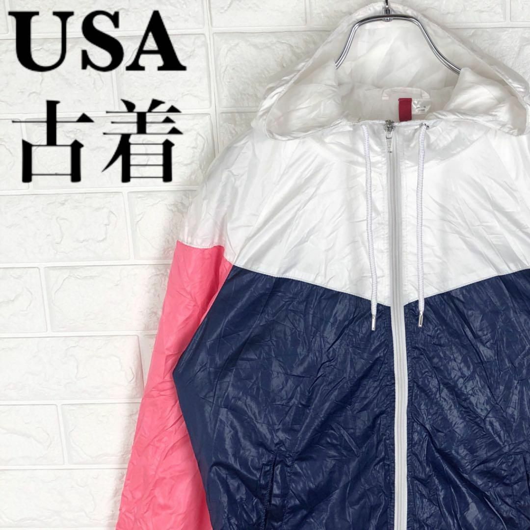アメリカ古着 ナイロンジャケット パーカー ブルゾン マルチカラー 90s | フリマアプリ ラクマ