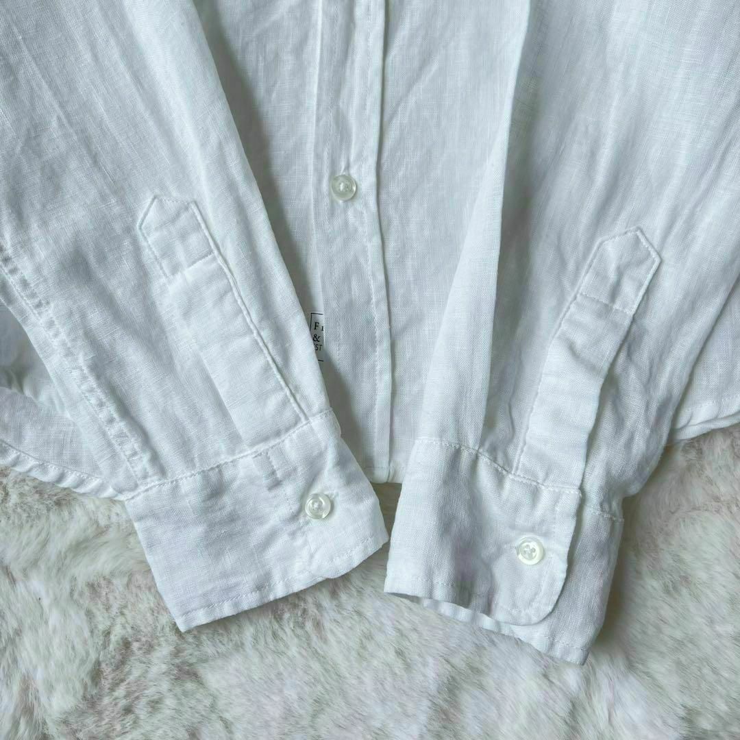 フランクアンドアイリーン リネン スキッパーシャツ ホワイト ハート刺繍