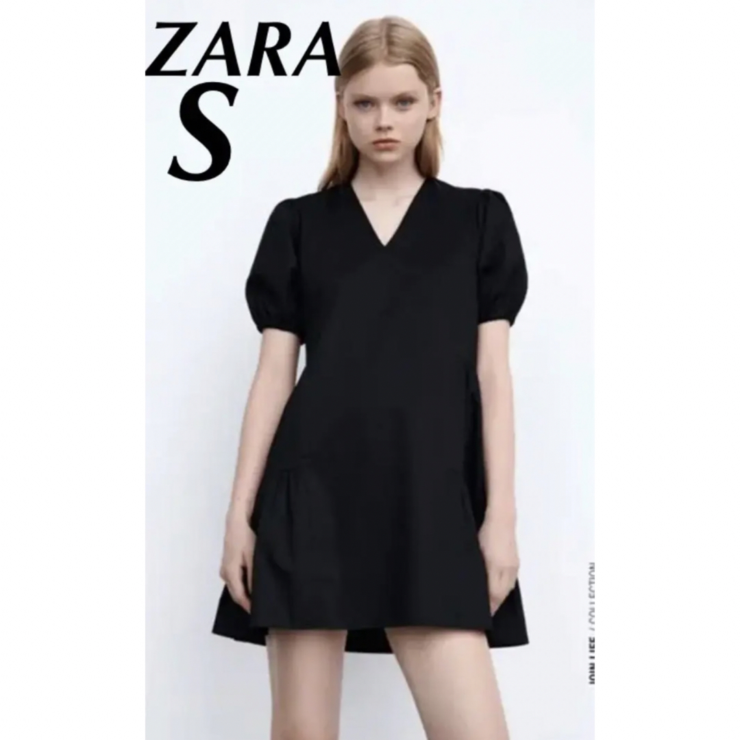 ZARA(ザラ)のZara パフスリーブ ミニワンピース s レディースのワンピース(ミニワンピース)の商品写真