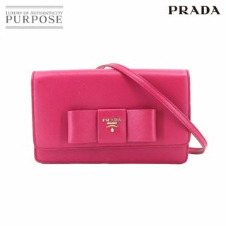 プラダ PRADA サフィアーノ ショルダー ウォレット 長財布 サフィアーノ レザー ピンク BT1009 ゴールド 金具 VLP 90206638