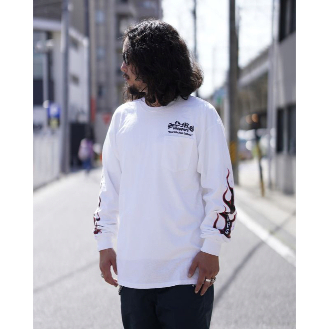 ショップ サムズ ロングスリーブTシャツ/SAMS フレイム WHITE L-