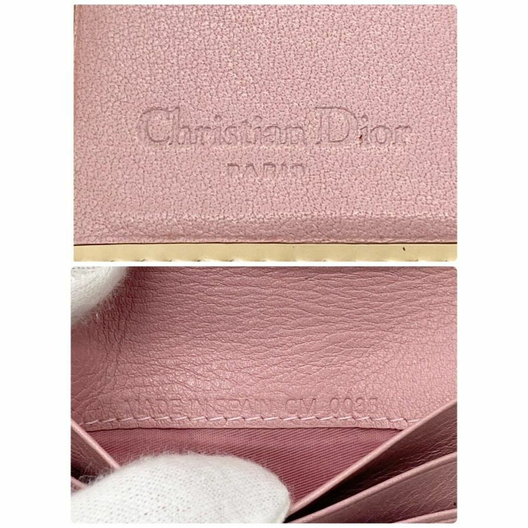 クリスチャンディオール Dior 折り財布 トロッター ピンク パテントレザー