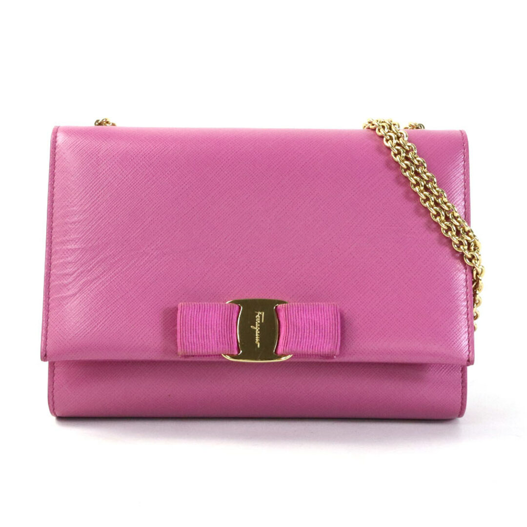 サルヴァトーレフェラガモ Salvatore Ferragamo 斜め掛けショルダーバッグ ヴァラリボン レザー/メタル パープル/ゴールド レディース 送料無料【中古】 e56834g | フリマアプリ ラクマ