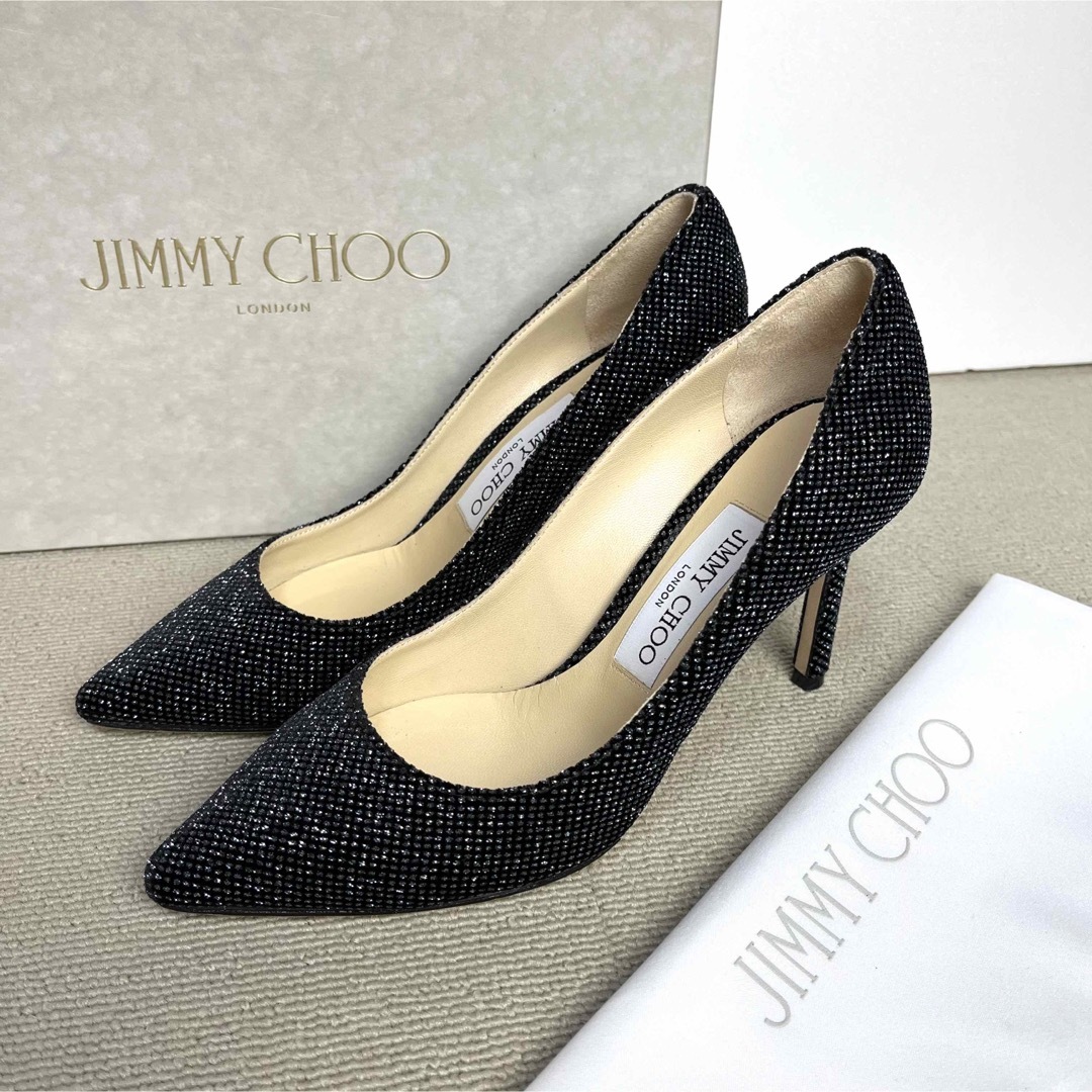 JIMMY CHOO - 36 JIMMY CHOO パンプス 黒 ラメ ROMY 85 ジミーチュウの ...