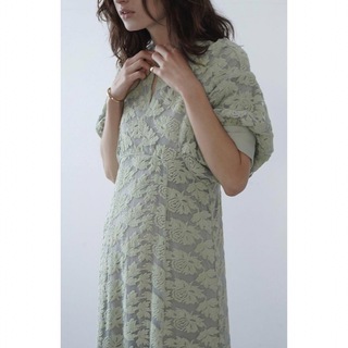 FLORAL EMBROIDERY LACE ONEPIECE グリーン