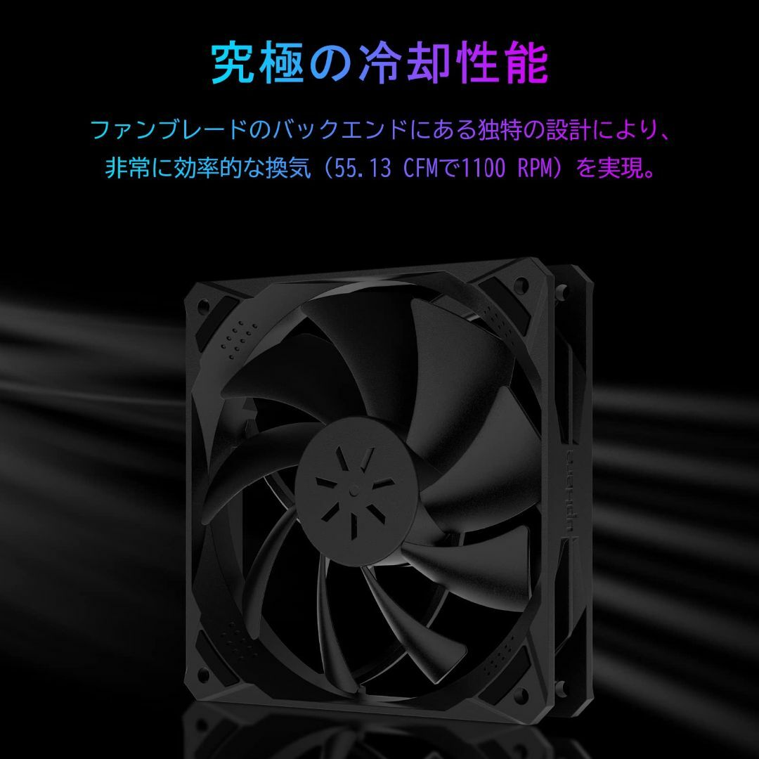 【スタイル:黒-3本】Novonest PCケースファン 120mm 高性能 静 2