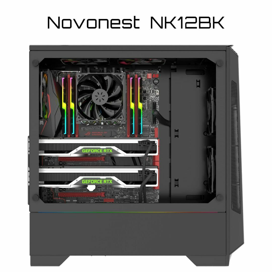 【スタイル:黒-3本】Novonest PCケースファン 120mm 高性能 静 6