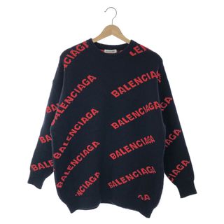 男女兼用 BALENCIAGA オールロゴ　ジャガード　ニットセーター