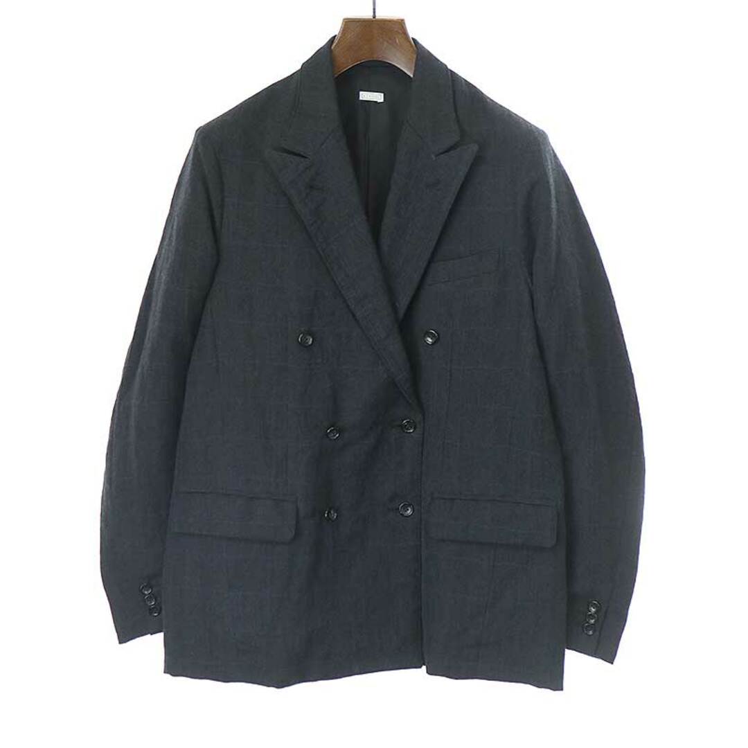 A.PRESSE ア プレッセ 23SS Double Breasted Jacket チェック柄ダブルブレストジャケット チャコール 2