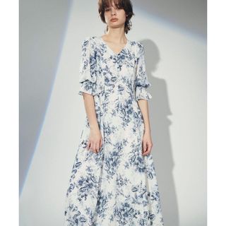 美品♡ グレースクラス 21SS プリントフリル ロングワンピース 36 マキシ