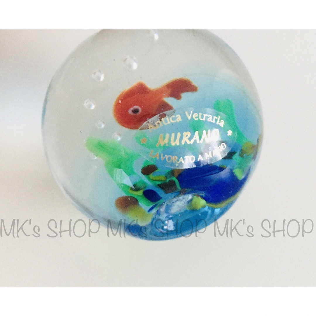 美品】水草と金魚の球体アクアリウム（小） ムラーノグラス ベネチアン