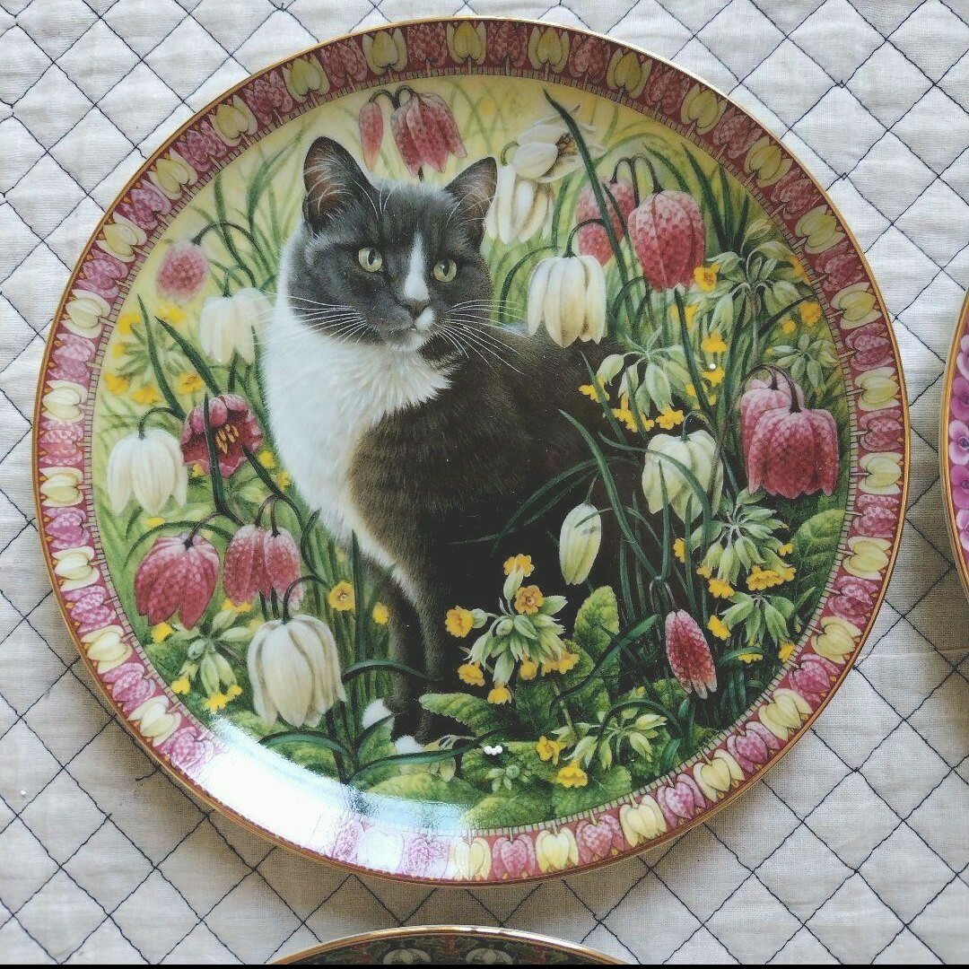ダンベリーミント社、レズリーアンアイボリー「四季の猫 」皿４枚