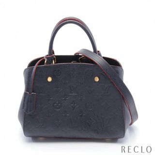 ルイヴィトン(LOUIS VUITTON)のモンテーニュ BB モノグラムアンプラント マリーヌルージュ ハンドバッグ レザー ネイビー 2WAY(ハンドバッグ)