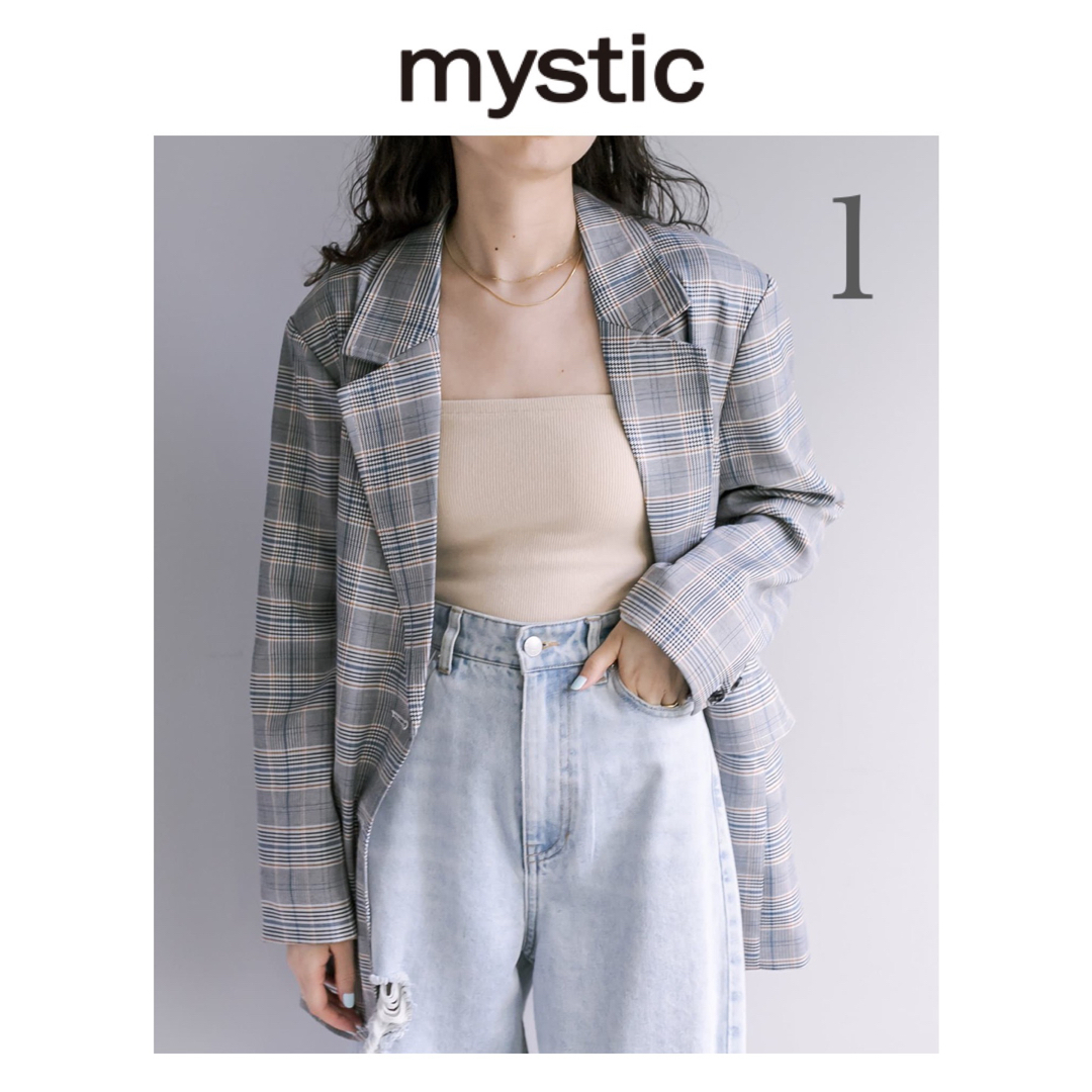 チェックBIGジャケット mystic サイズ1 ベージュ 新品タグ付き