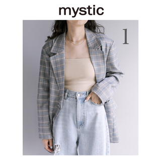 ミスティック(mystic)の今季　mystic ミスティック　チェックBIGジャケット　グレー 1 新品(テーラードジャケット)