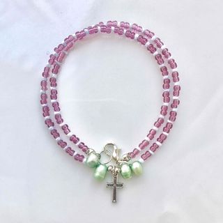 beads necklace＊purple cross(ネックレス)