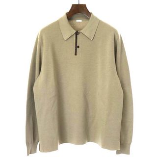 A.PRESSE ア プレッセ 22AW Cashmere Knit L/S Polo レザーパイピングカシミヤニットポロシャツ ベージュ 3(ポロシャツ)