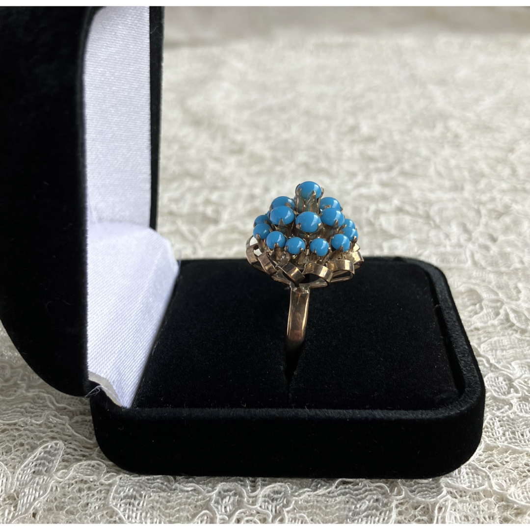 アンティークジュエリー☆ トルコ石ターコイズリング14K アンティークジュエリー☆ トルコ石ターコイズリング14K