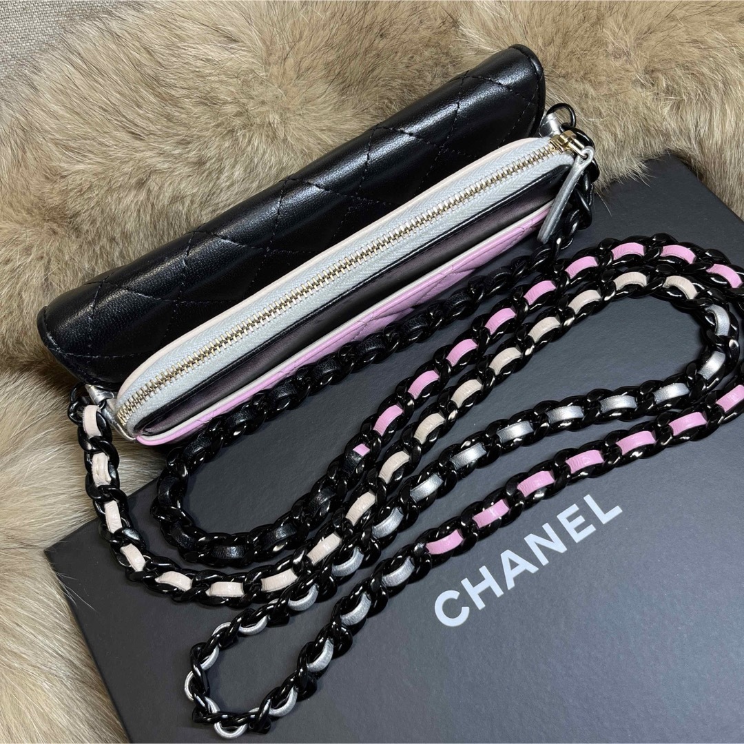 超美品★最新！CHANEL マトラッセ　チェーンショルダーウォレットフォンケース