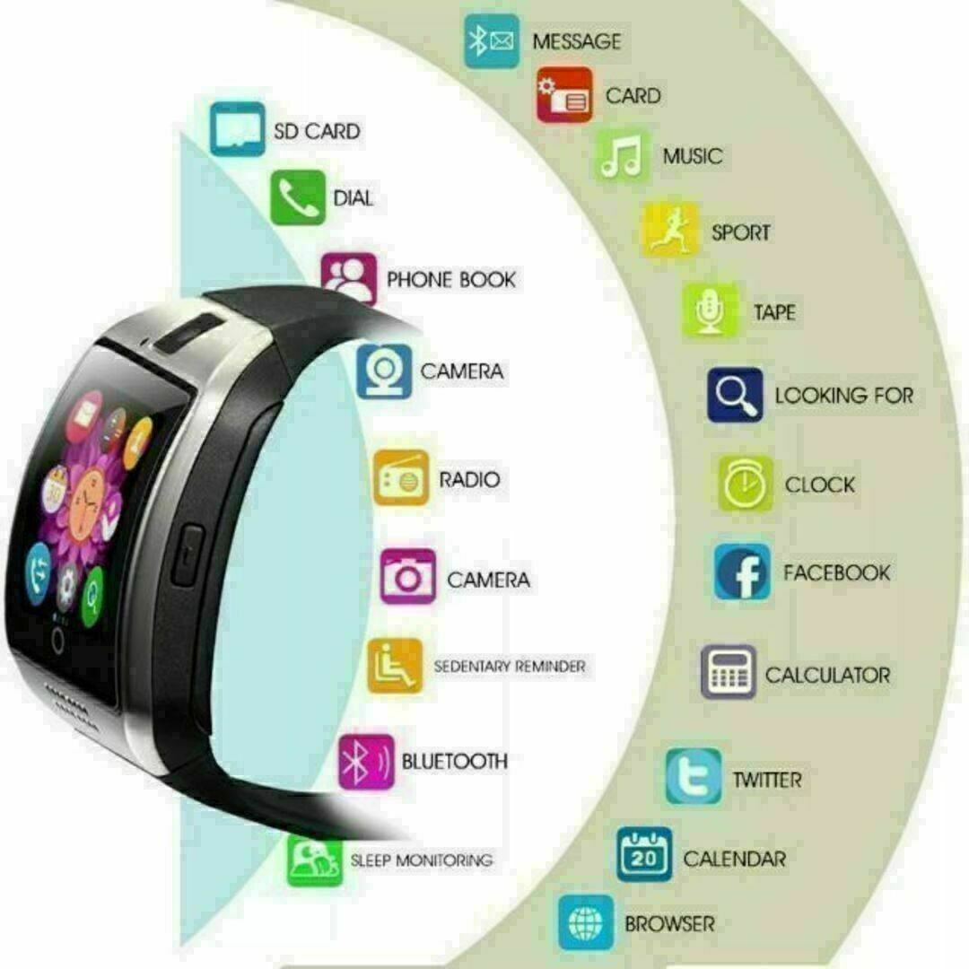 Q18　スマートウォッチ　最安　白　Bluetooth　ギフト　時計　おすすめ メンズの時計(腕時計(デジタル))の商品写真