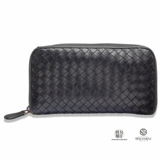 ボッテガヴェネタ(Bottega Veneta)のボッテガヴェネタ イントレチャート ラウンドジップウォレット ブラック 114076 長財布 カーフスキン レザー メンズ Bottegaveneta USED【中古】【丸正質舗】【質屋】【ブリルトワーゼ】(M211826e)(財布)