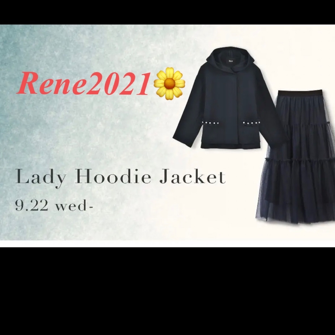 ブルゾンRene 美品2021年製【Lady Hoodie jacet 】ネイビー34