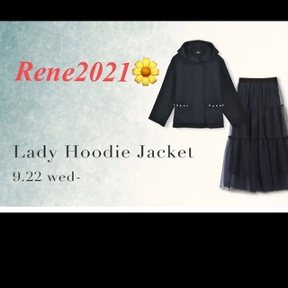 ルネ(René)のRene 美品2021年製【Lady Hoodie jacet 】ネイビー34(ブルゾン)