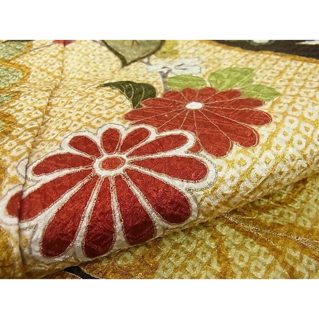 平和屋1□極上 振袖 刺繍 絞り 草花文 暈し染め 金彩 逸品3s20566の