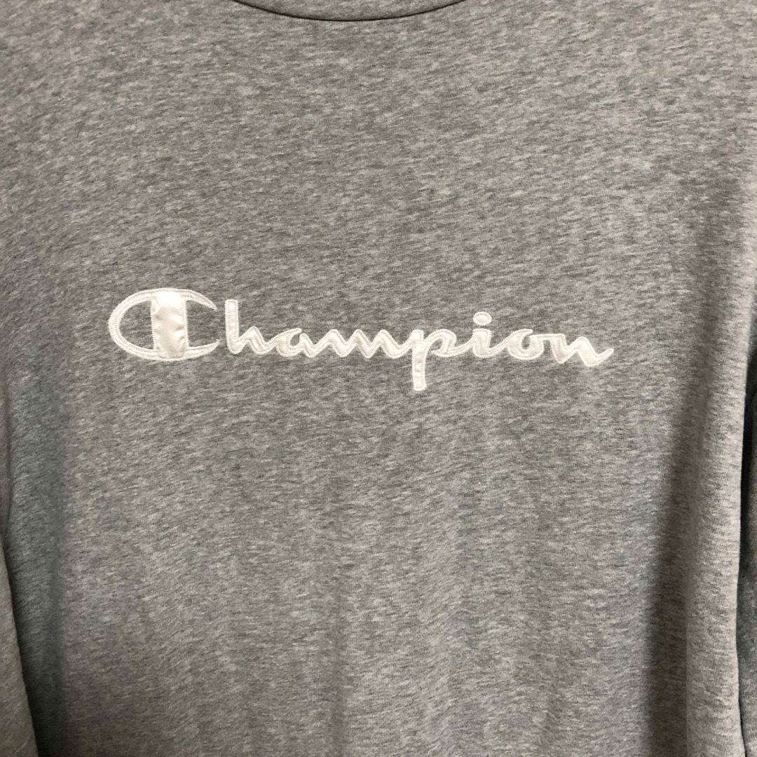 Champion(チャンピオン)のチャンピオン Tシャツワンピース ひざ丈 7分袖 ロゴ刺繍 M グレー レディースのワンピース(ひざ丈ワンピース)の商品写真