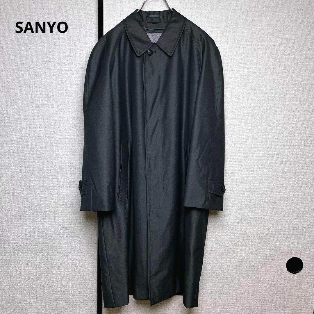 美品✨SANYO サンヨー ライナー付ステンカラーコート チャコールグレー ...