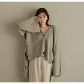 mideal マイディール 2way ribbon cardigan グリーンの通販|ラクマ
