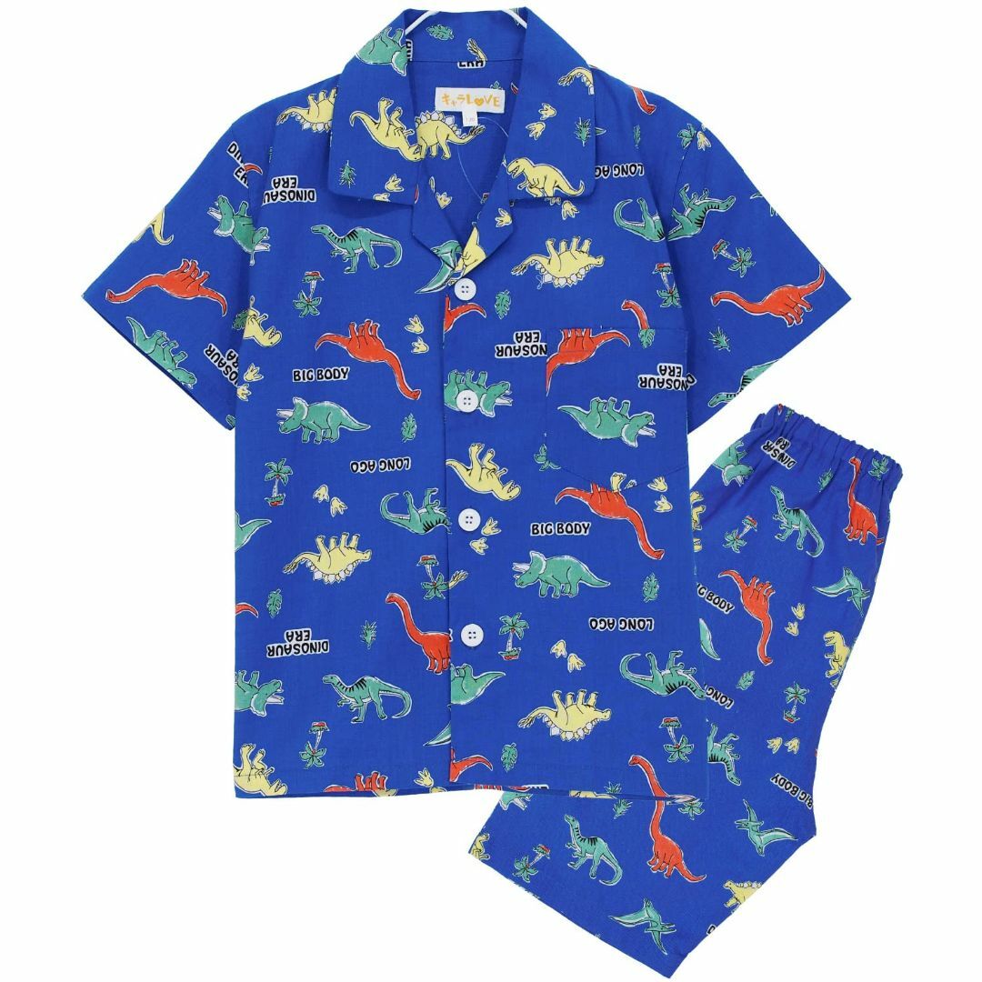 【色: 恐竜ブルー】[ニシキ] パジャマ キッズ 男の子 半袖 夏 綿100％