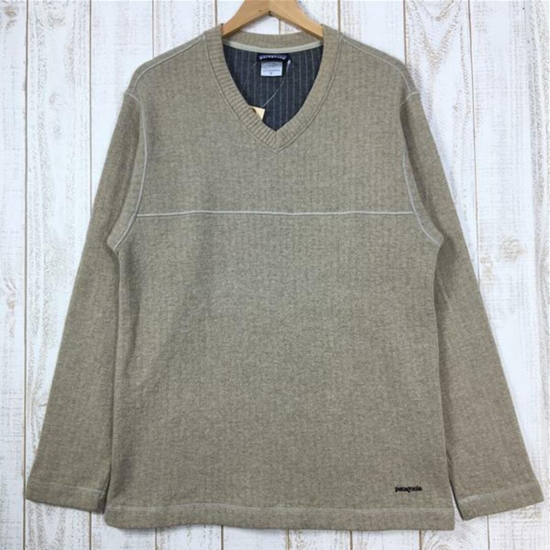 73cm肩幅MENs M  パタゴニア 2003 チャンネル ウール Vネック セーター Channel Wool V-Neck Sweater 生産終了モデル 入手困難 PATAGONIA 51306 176 Retro Khaki Heather ベージュ系