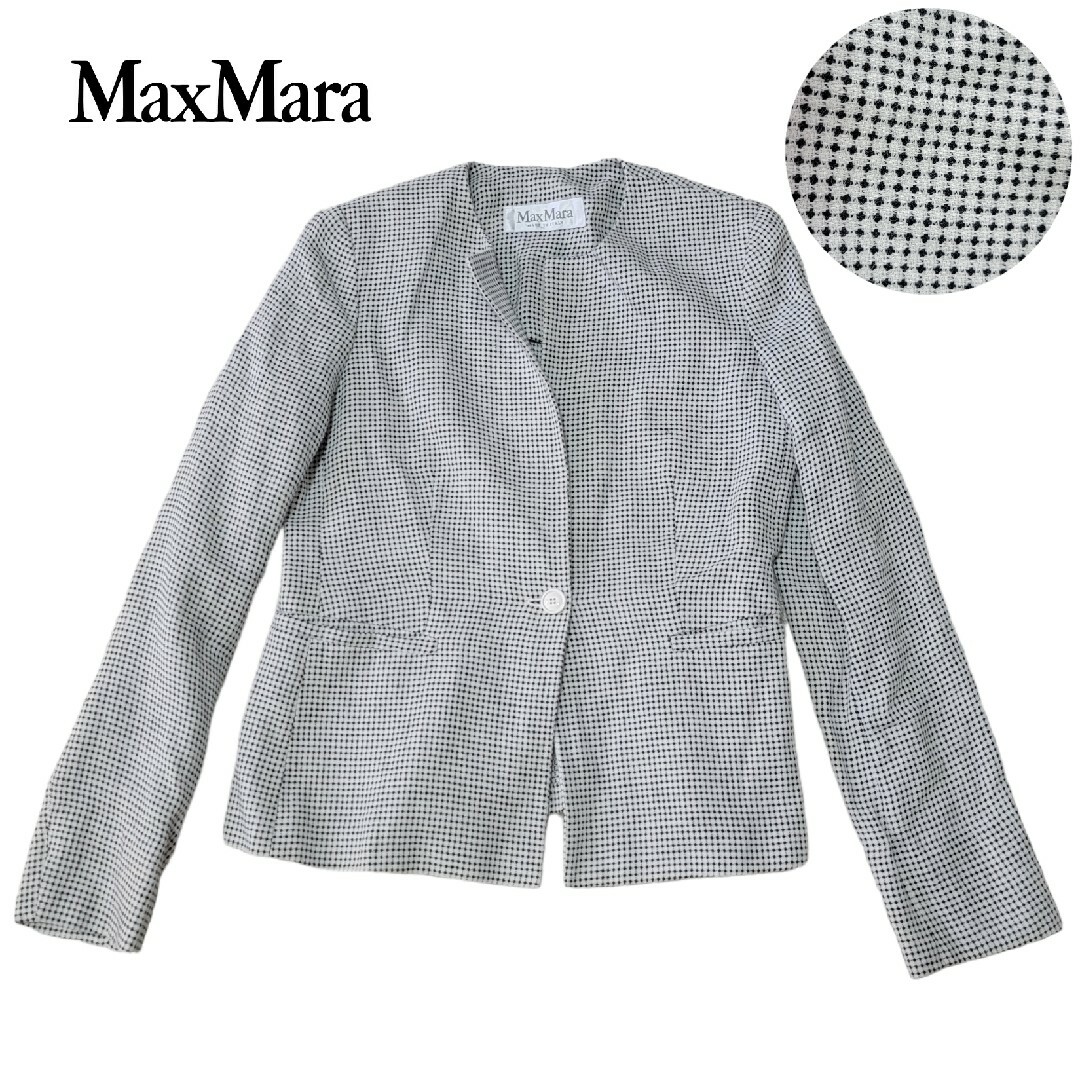 ◆最上級ライン白タグ◆ マックスマーラ Max Mara ノーカラージャケット | フリマアプリ ラクマ